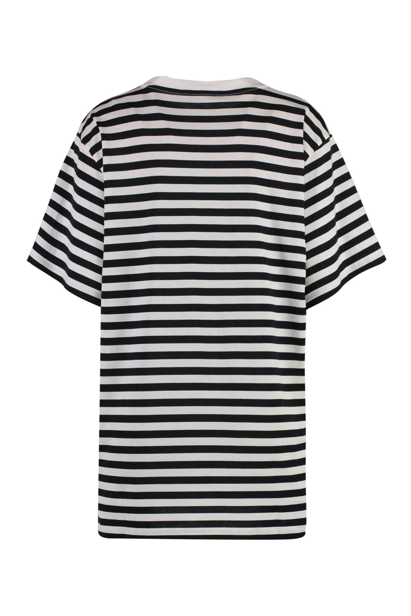 MAX MARA Kaki Striped T-shirt In White Product Image