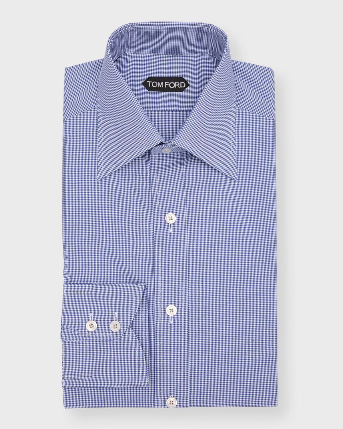 Mens Cotton Micro-Gingham Check Sport Shirt Product Image