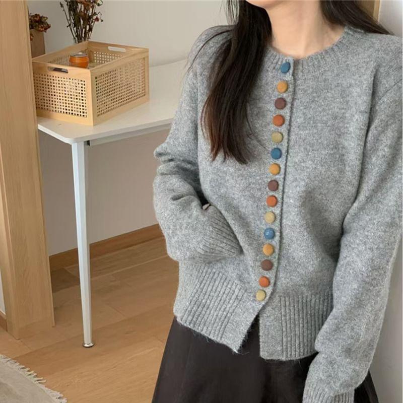 Plain Button-Up Cardigan Product Image