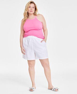 Trendy Plus Size Linen-Blend Shorts, Created for Macy's Product Image