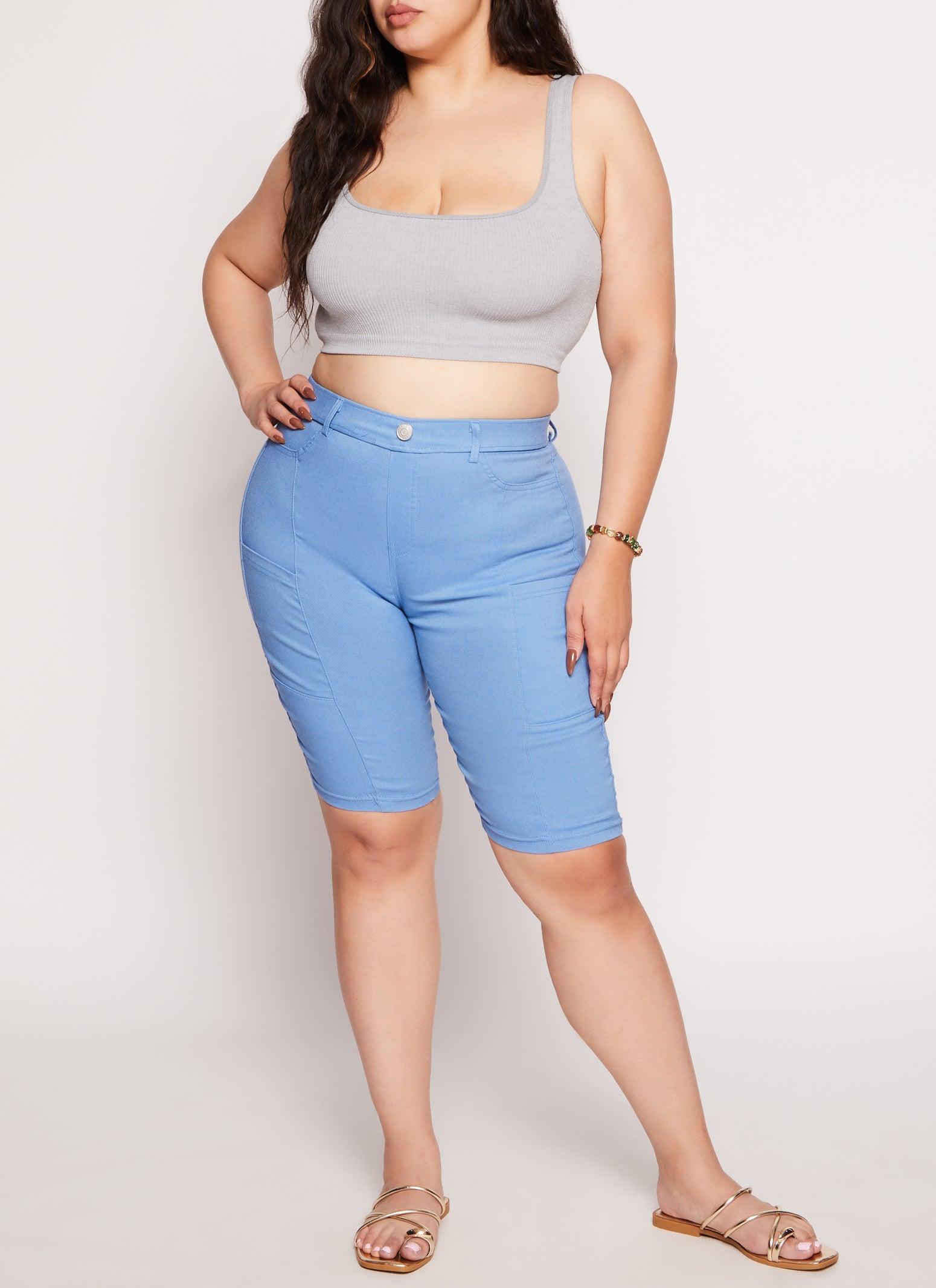 Womens Plus Size Stretch Pull On Bermuda Shorts Product Image