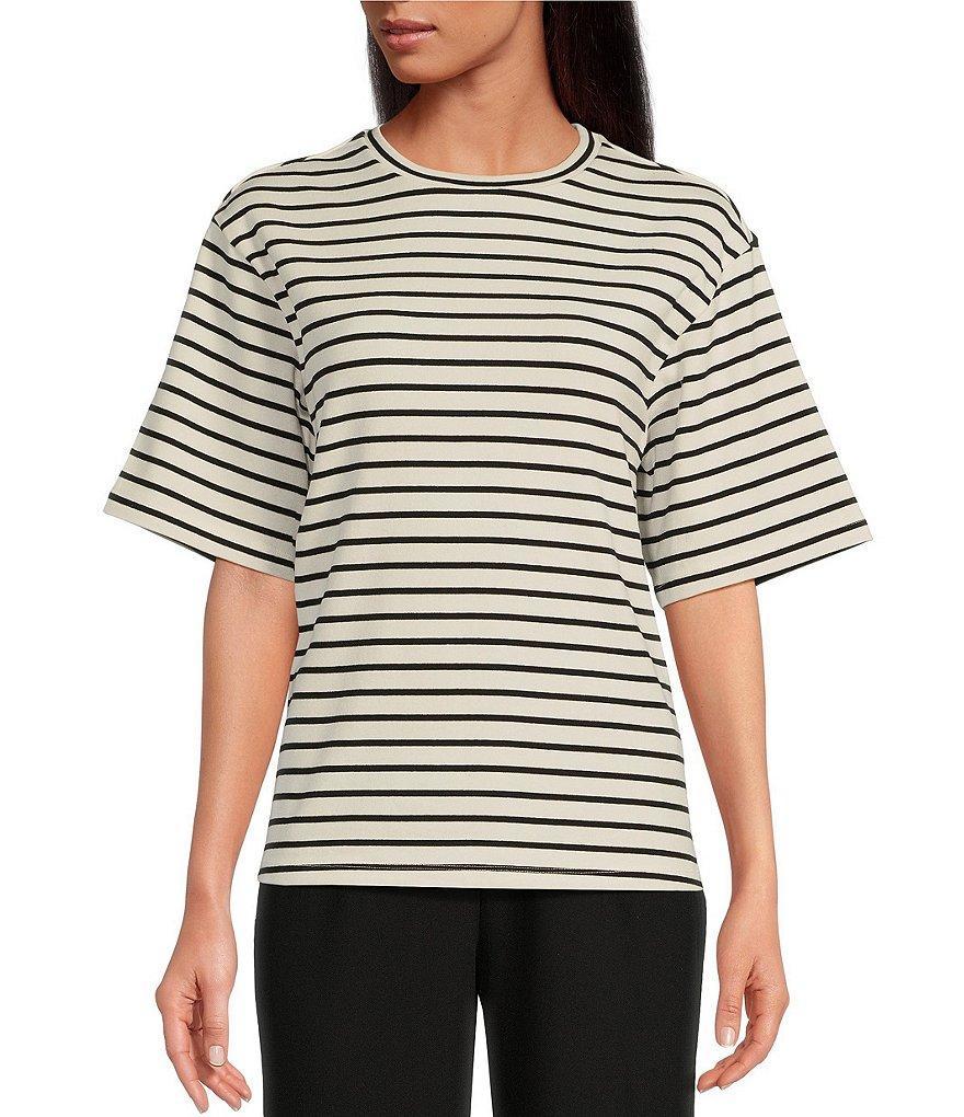 Le' AL.X Short Sleeve Round Neck Stripe Boyfriend Knit Tee product image