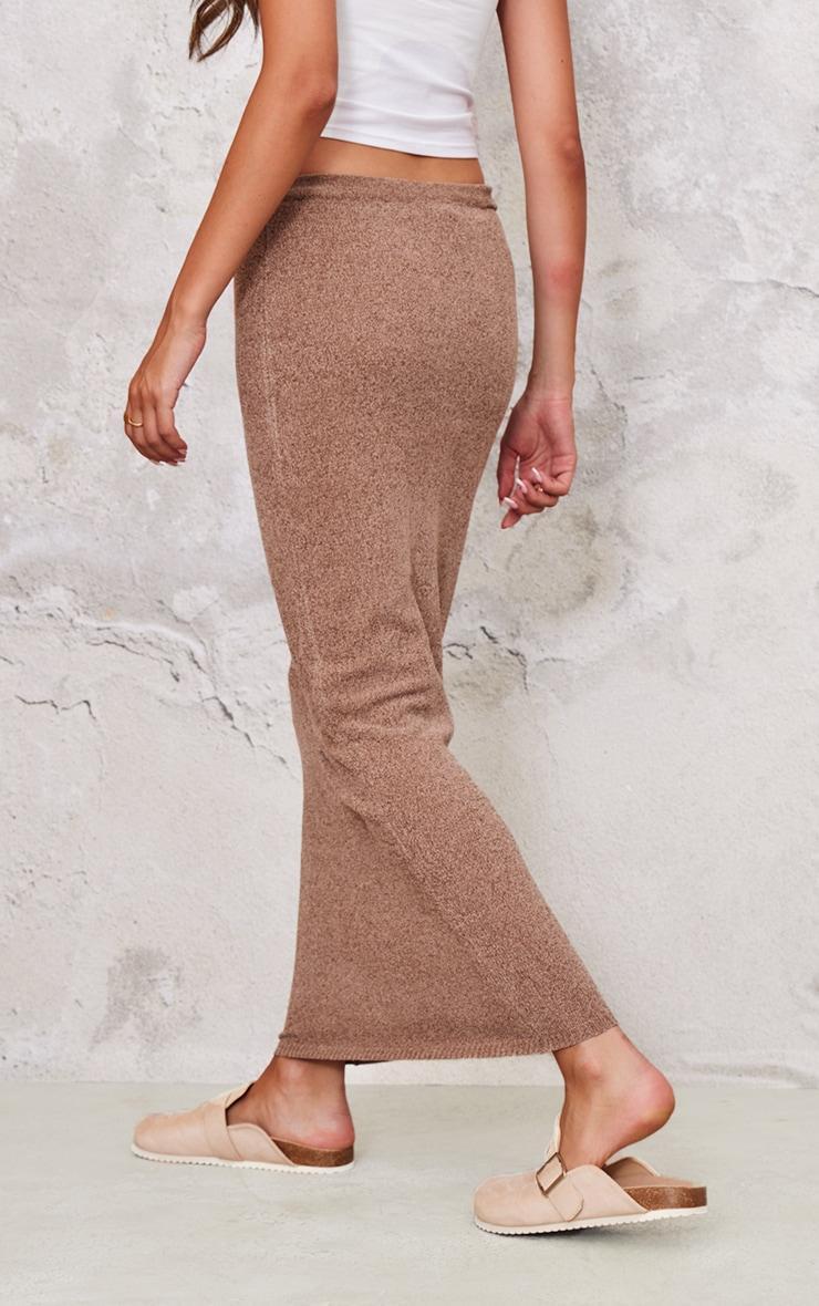 Taupe Soft Textured Knit Maxi Skirt Product Image