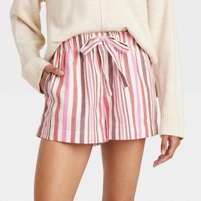 Womens Striped Flannel Pajama Shorts - Auden Red XS Product Image