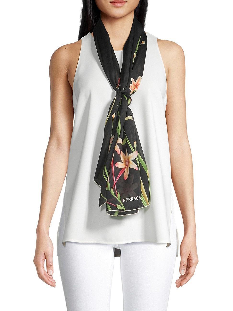 Womens Floral Silk Scarf product image