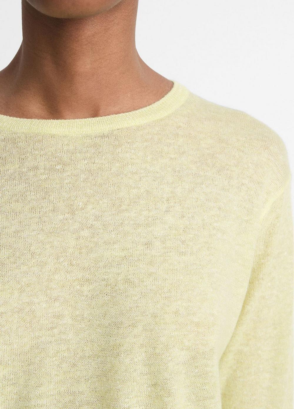 Tissue-Weight Linen-Blend Crew Neck Sweater Product Image