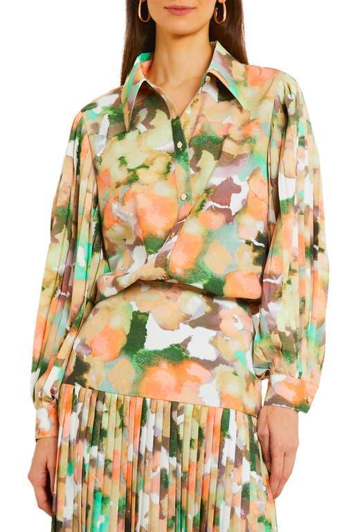 Misook Print Pleat Sleeve Shirt Product Image