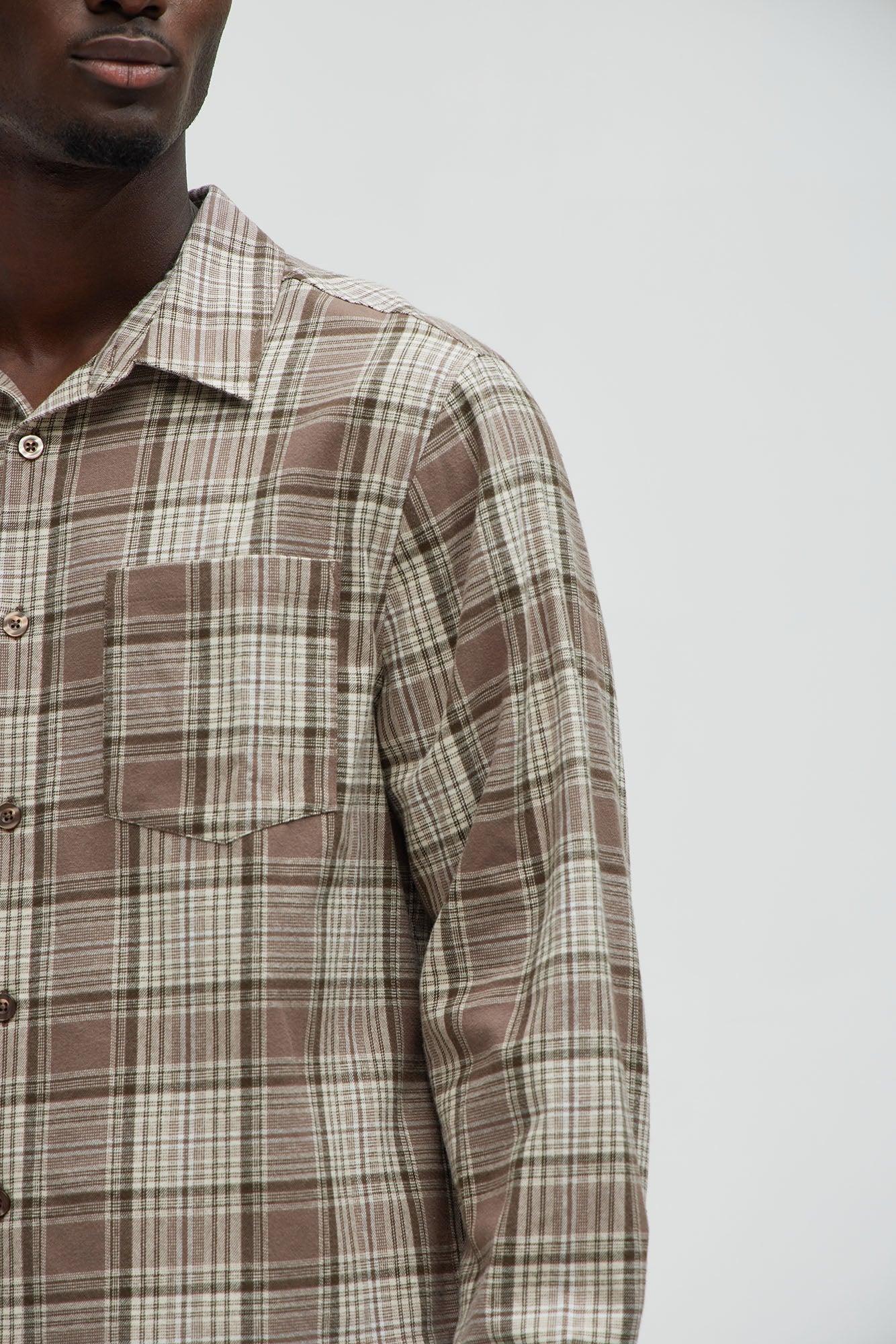 Delano Cropped Plaid Shirt - Taupe/combo Product Image