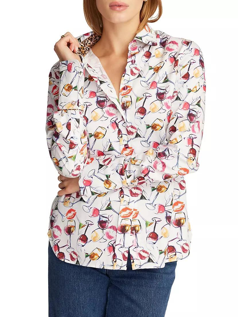 Priscilla Printed Stretch Cotton Long-Sleeve Shirt Product Image