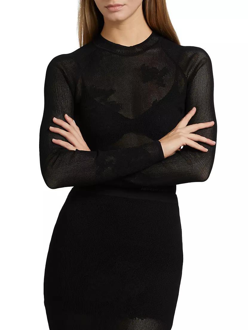 Lace Pointelle Long-Sleeve Top Product Image