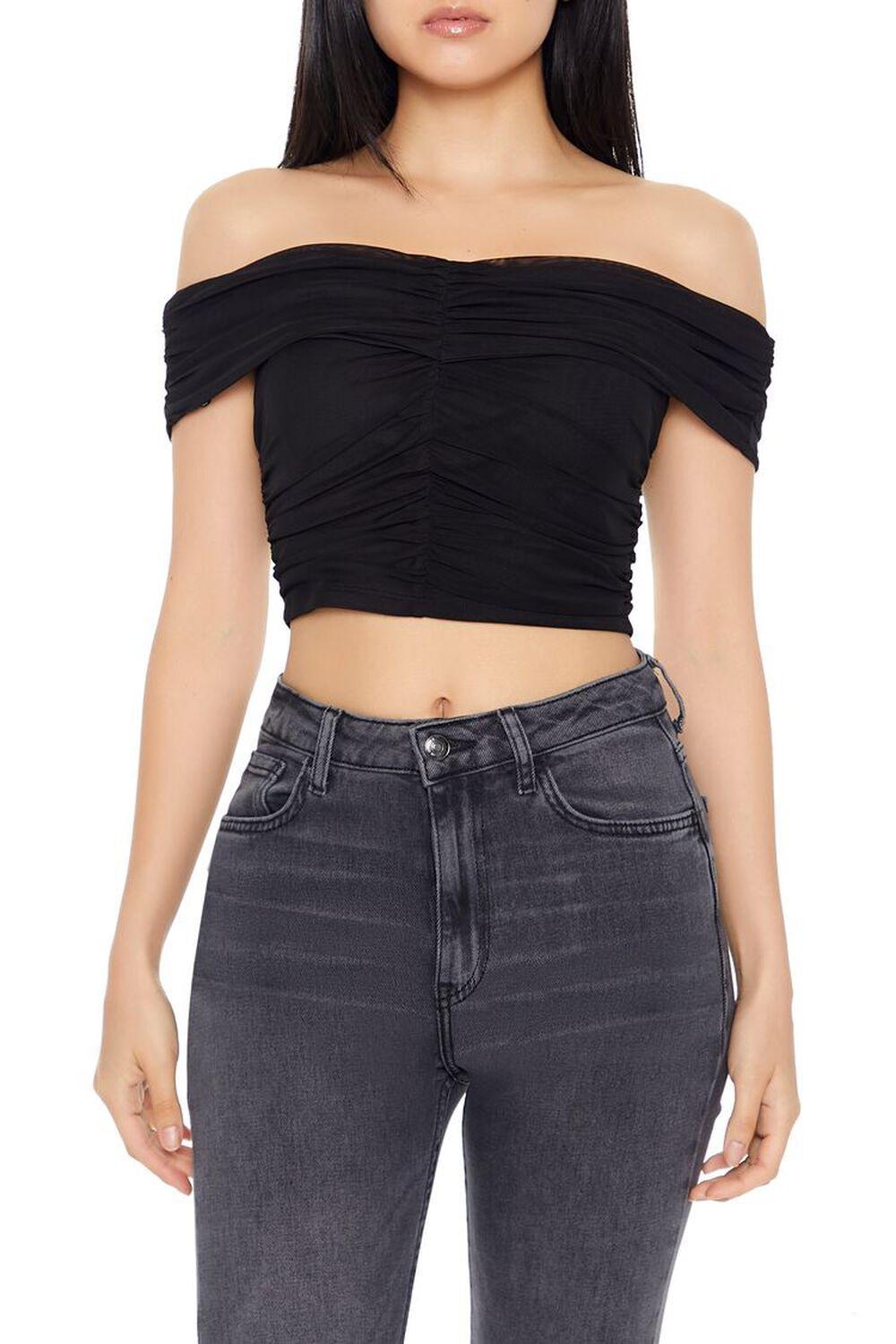 Mesh Off-the-Shoulder Crop Top | Forever 21 product image