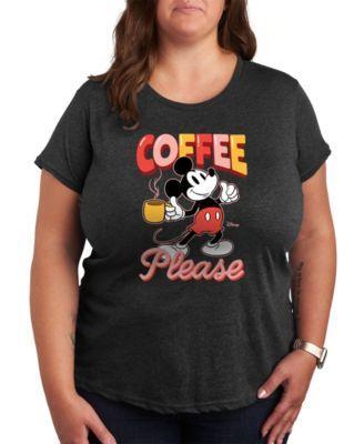 Trendy Plus Size Mickey Mouse Coffee Please Graphic T-Shirt Product Image