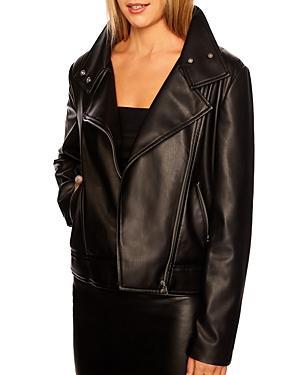 Womens Faux Leather Moto Jacket Product Image