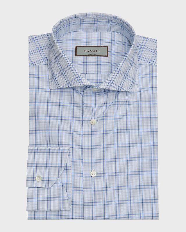 Mens Cotton Graph Check Dress Shirt Product Image