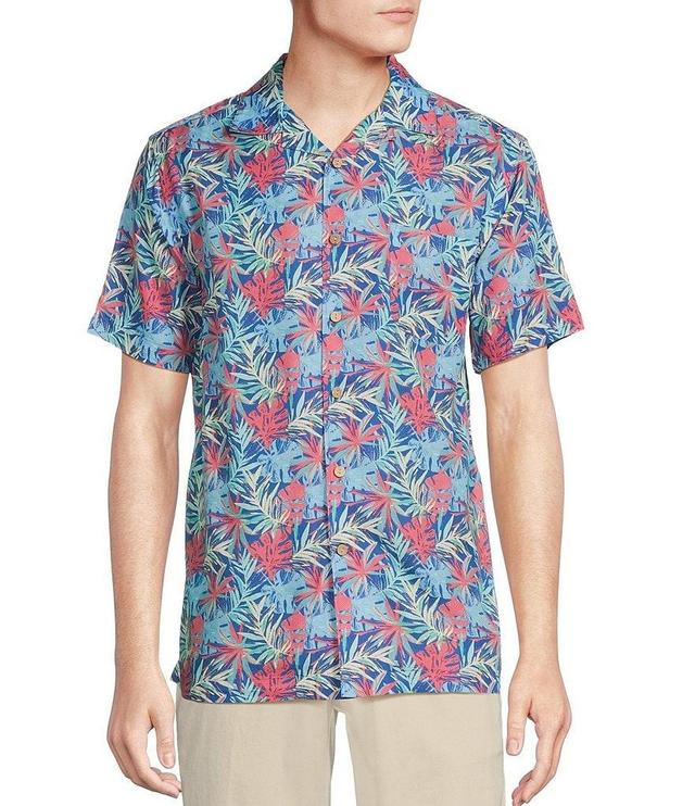 Cremieux Blue Label Tropical Palms Printed Cotton Lyocell Twill Short Sleeve Woven Camp Shirt Product Image