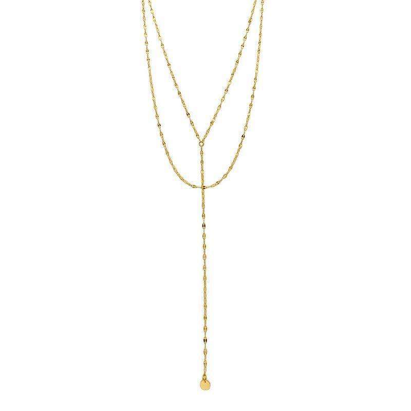 Adornia 14k Gold Plated Double Layer Y-Necklace, Womens Gold Tone Product Image