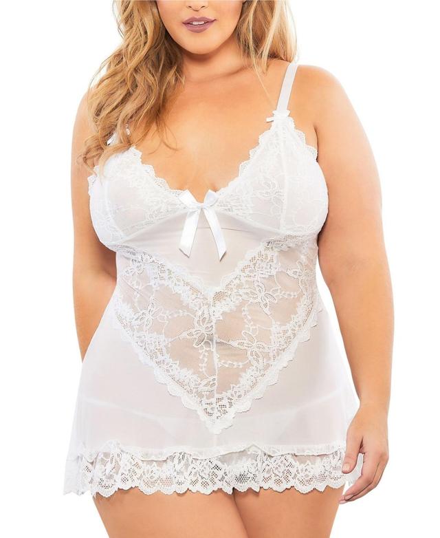 Oh La La Cheri Valentine Soft Cup Babydoll Chemise & G-String Thong Product Image