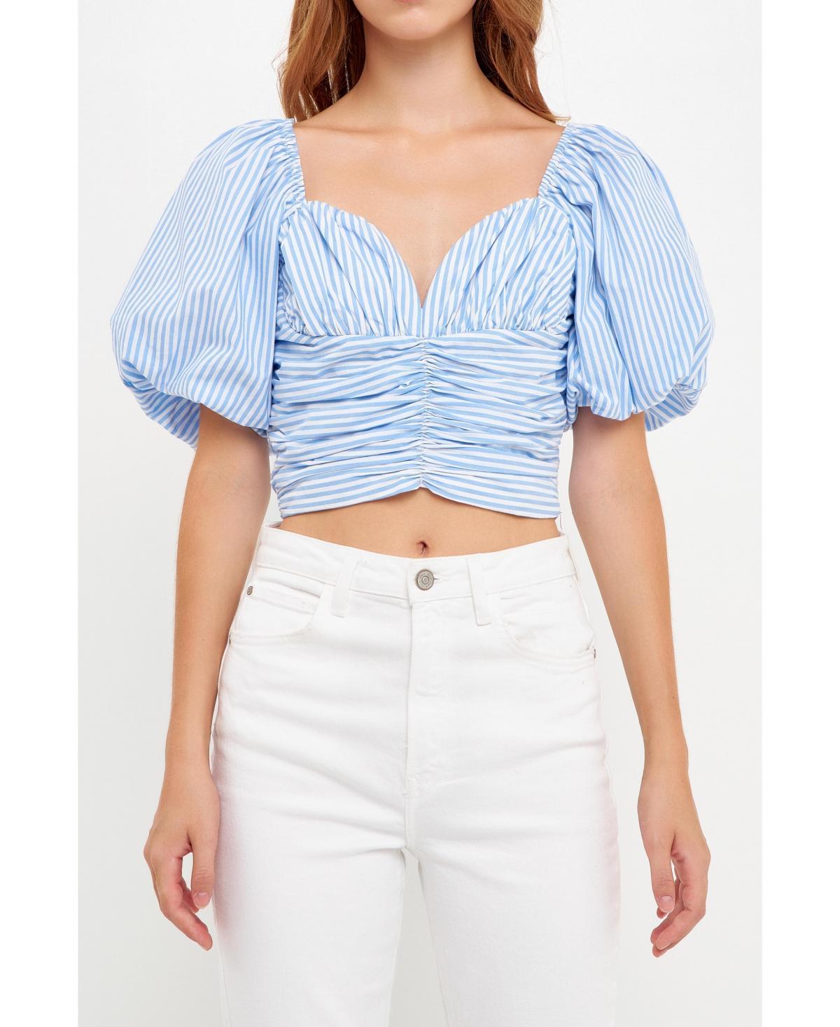 English Factory Womens Stripe Shirred Detail Top Product Image