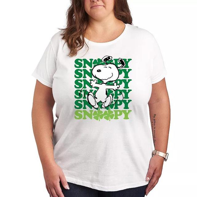 Plus Peanuts Snoopy and Woodstock Thankful Graphic Tee, Womens White Product Image