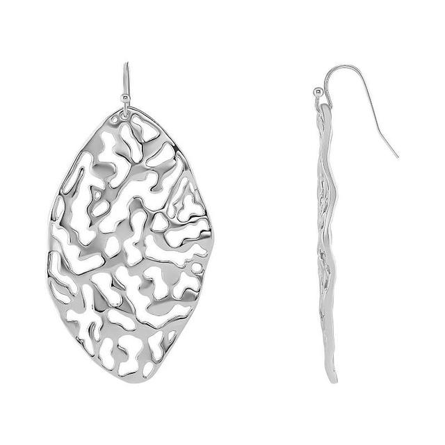 Emberly Polished Filigree Leaf Shape Drop Earrings, Womens, Silver Tone Product Image