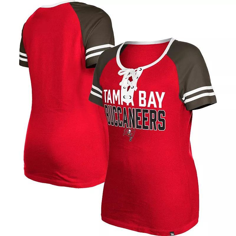 Womens New Era Tampa Bay Buccaneers Raglan Lace-Up T-Shirt Product Image