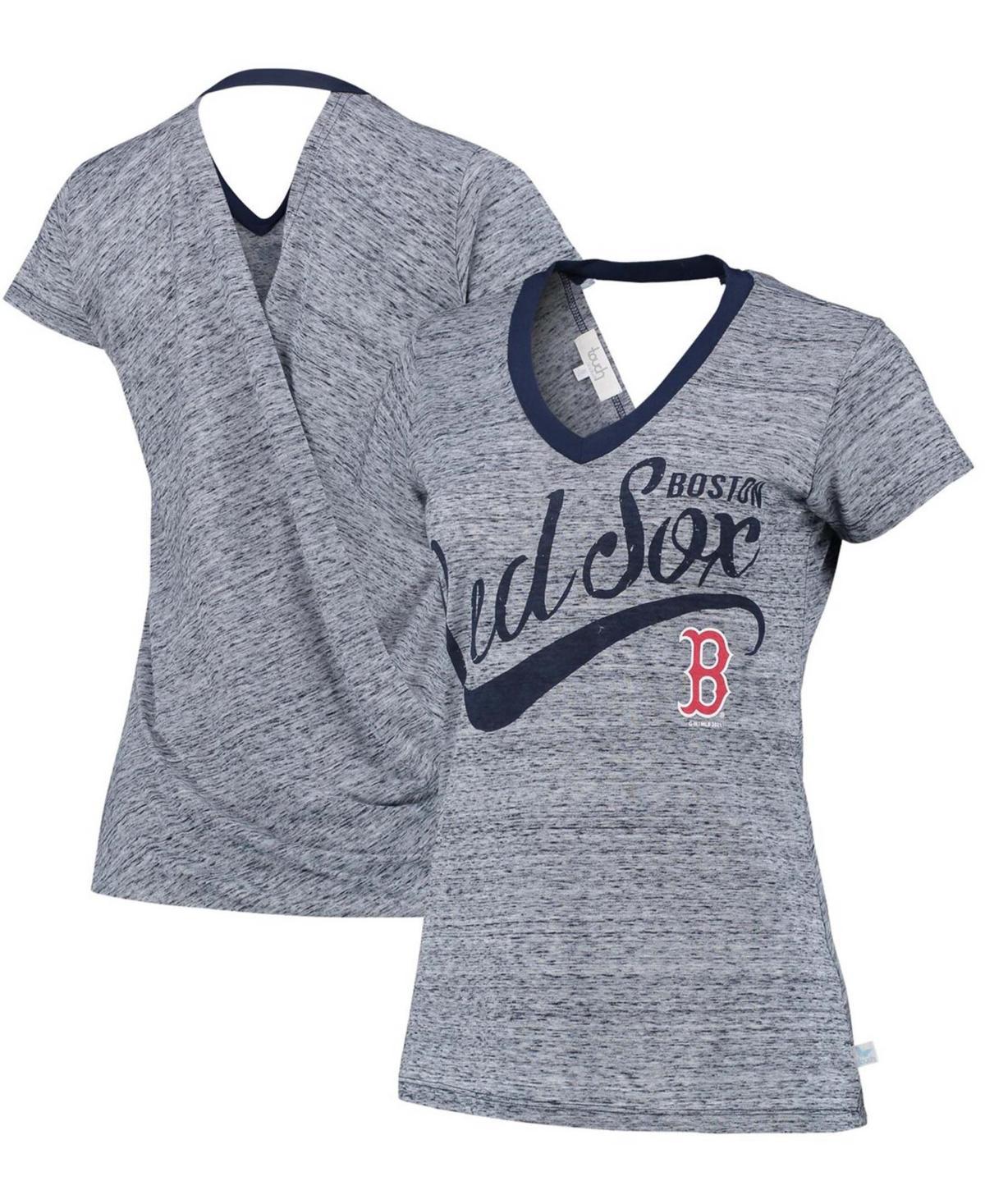 Womens Navy Boston Red Sox Hail Mary V-Neck Back Wrap T-shirt Product Image