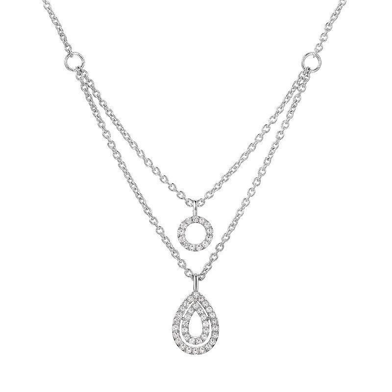 Sterling Silver 1/3 Carat T.W. Diamond Double Layer Necklace, Womens Product Image