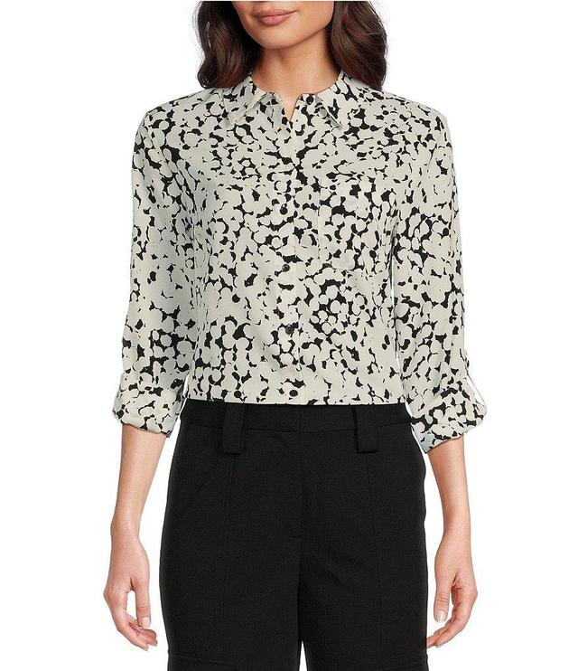 DKNY Printed Collared Neck Long Sleeve Shirt Product Image