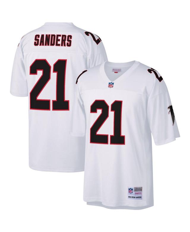 Mens Mitchell & Ness Deion Sanders White Atlanta Falcons Big and Tall 1992 Retired Player Replica Jersey - White Product Image