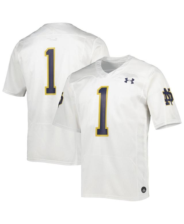 Under Armour Mens #1 Notre Dame Fighting Irish Team Wordmark Replica Football Jersey - White Product Image