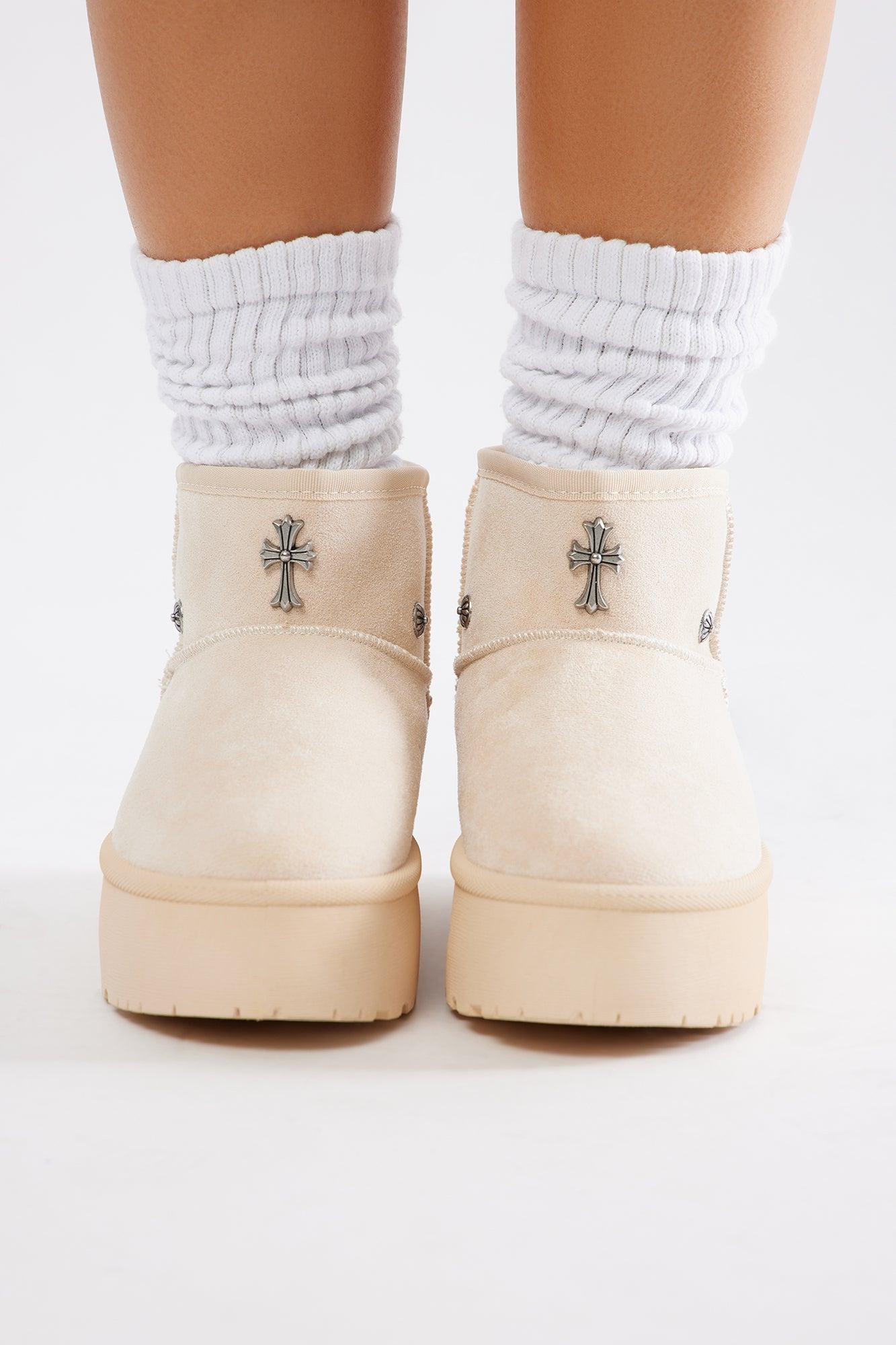 Brooke Platform Booties - Cream Product Image