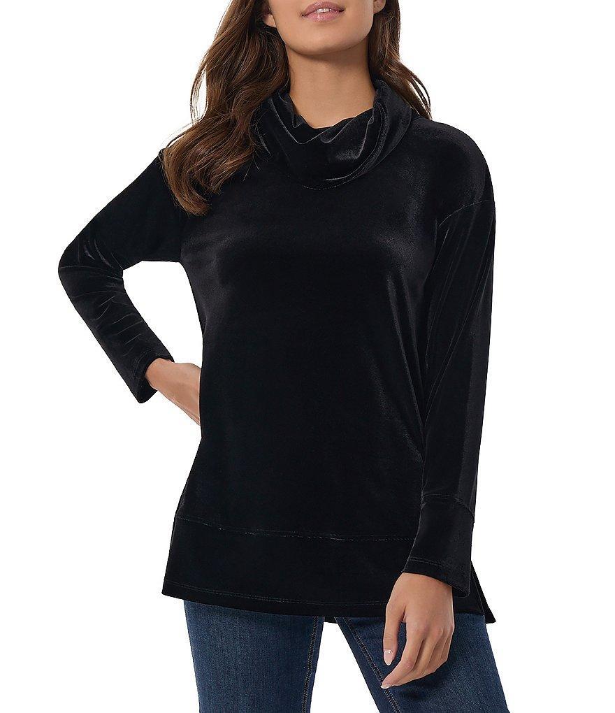 Jones New York Stretch Velour Cowl Neck Long Sleeve Tunic Product Image