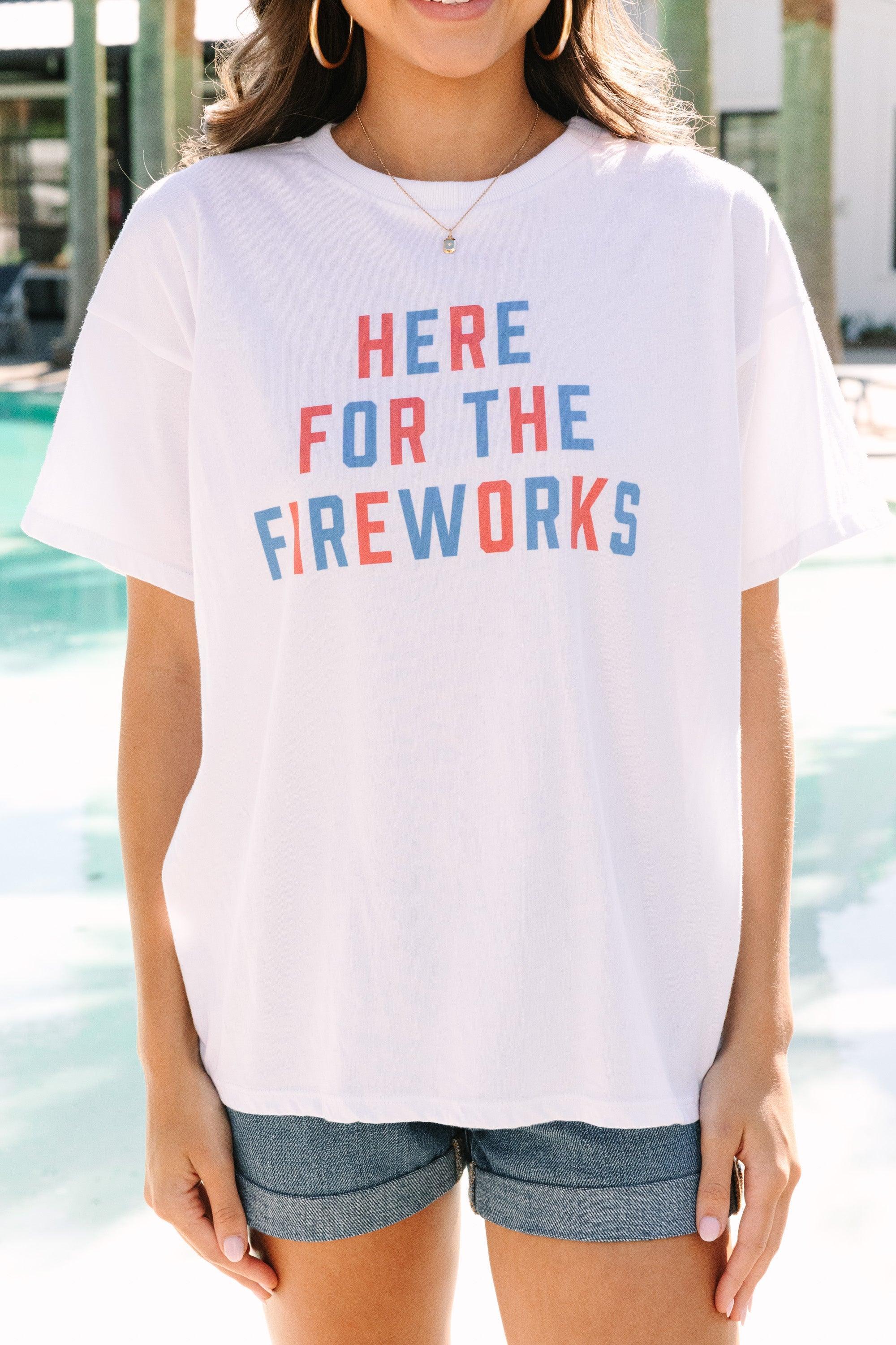 Here For The Fireworks White Graphic Tee Female Product Image