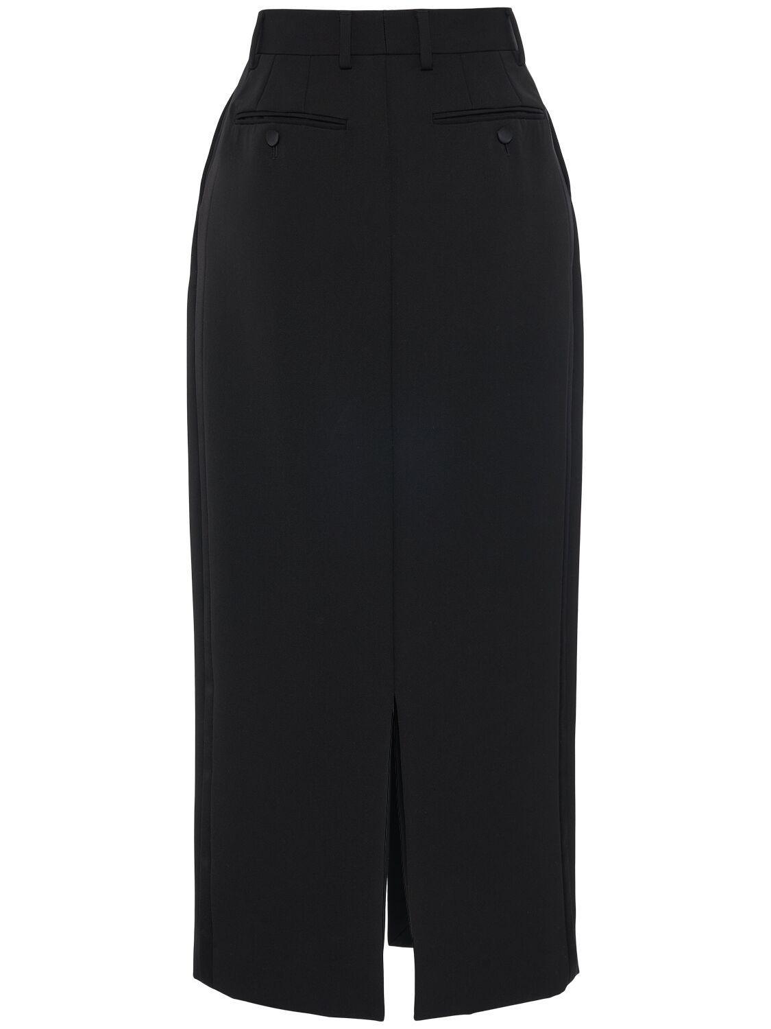 Wool Blend Gabardine Midi Skirt In Black Product Image