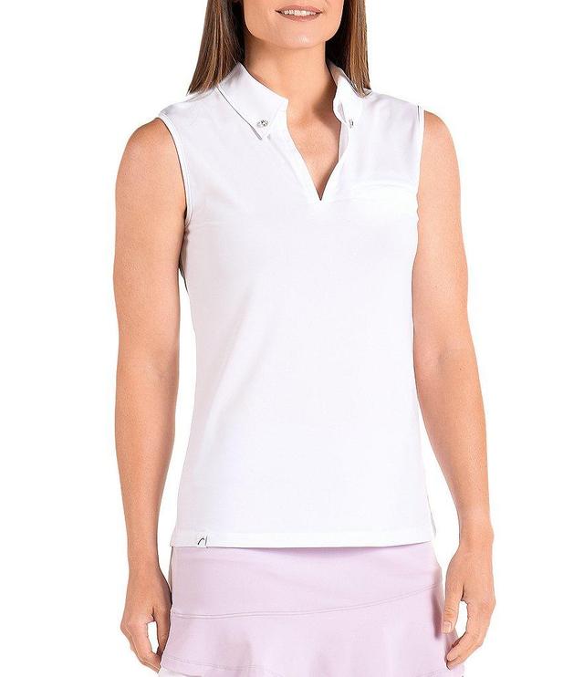 SwingDish East Hampton Collection Claire Sleeveless V-Neck Point Collar Polo Product Image