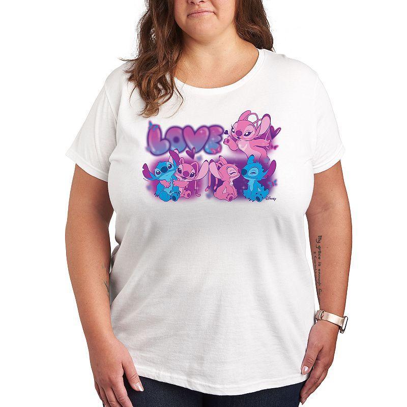 Disneys Lilo & Stitch Plus Love Grid Graphic Tee, Womens Product Image