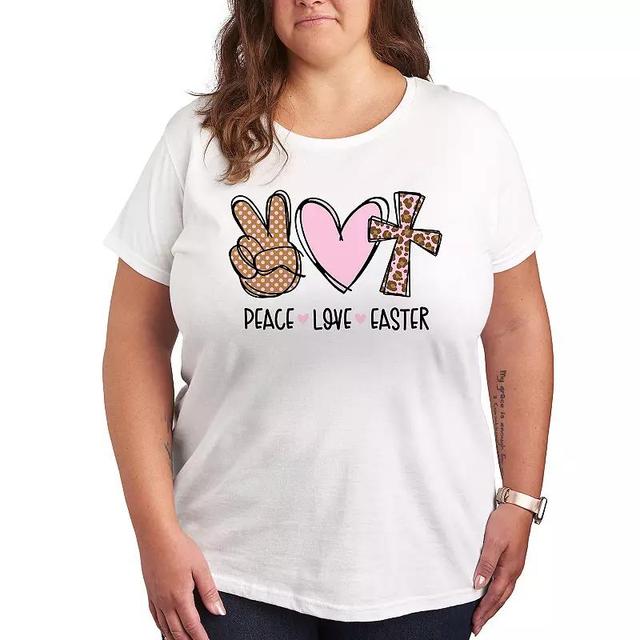 Plus Size Peace Love Easter Graphic Tee, Womens White Product Image