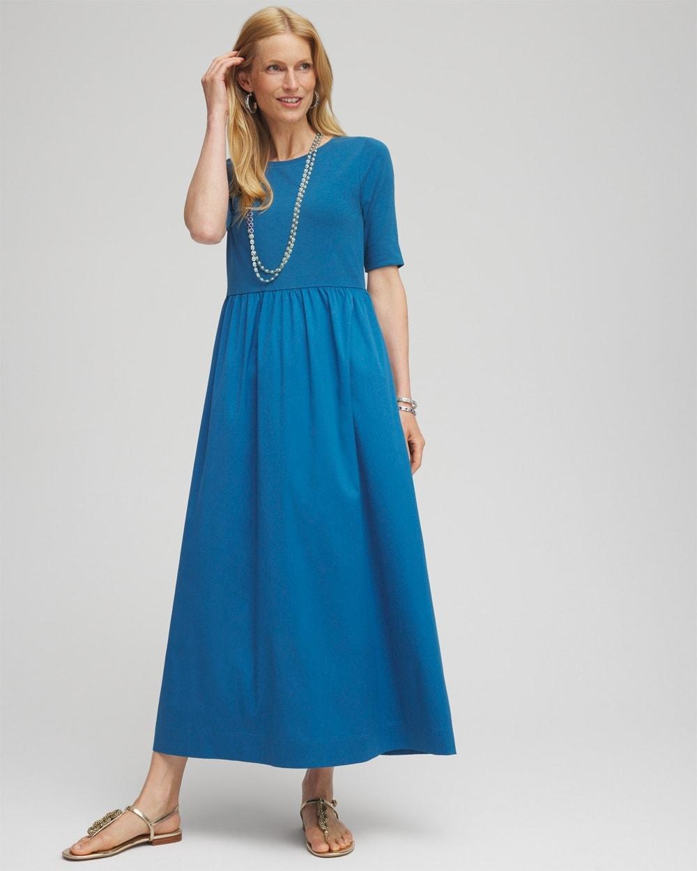 Women's Knit Woven Mix Maxi Dress Product Image