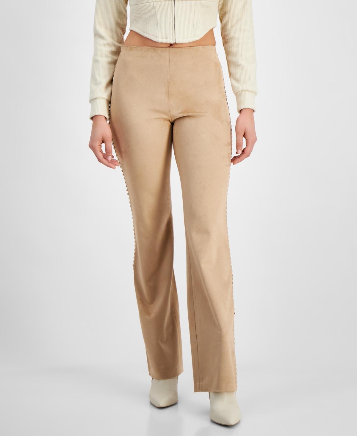 Guess Womens Ornella Faux-Suede Whipstitched Pants product image