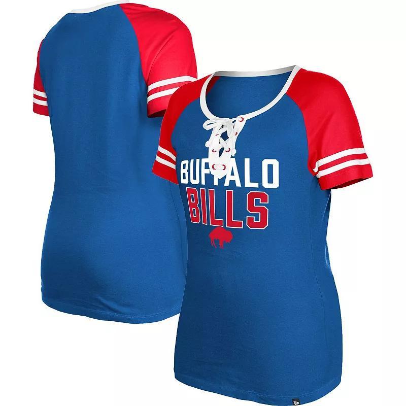 Womens New Era Royal Buffalo Bills Raglan Lace-Up T-shirt Product Image