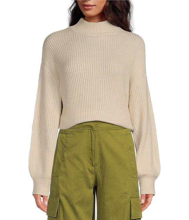 Every Knit Mock Neck Long Sleeve Cropped Sweater Product Image