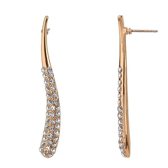 Gold Tone Linear Pave Simulated Stone Earrings, Womens, None Product Image