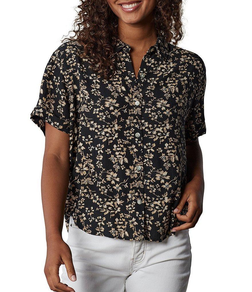 The Normal Brand Floral Split V-Neck Short Sleeve Top Product Image