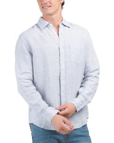 Linen Space Dye Long Sleeve Button Up Shirt for Men Product Image