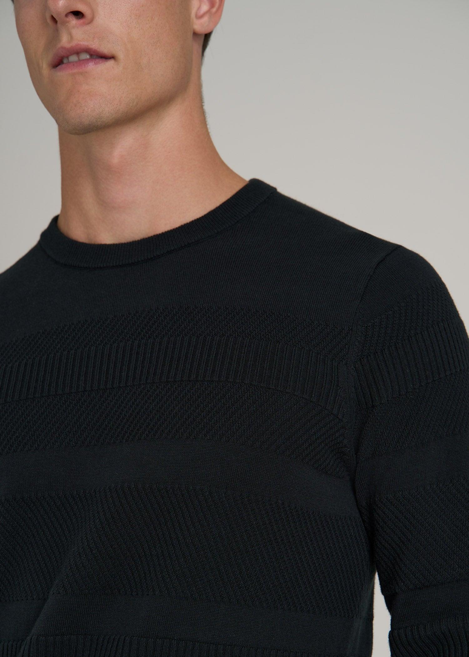 Minimalist Embossed Knit Sweater for Tall Men in Midnight Green Male Product Image