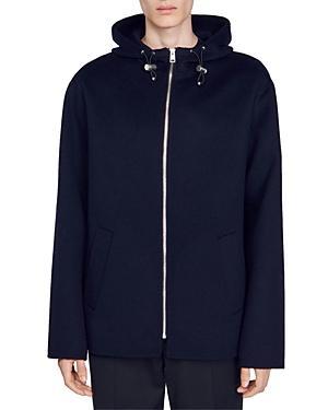 Sandro Waterproof Hooded Zip Front Windbreaker Product Image