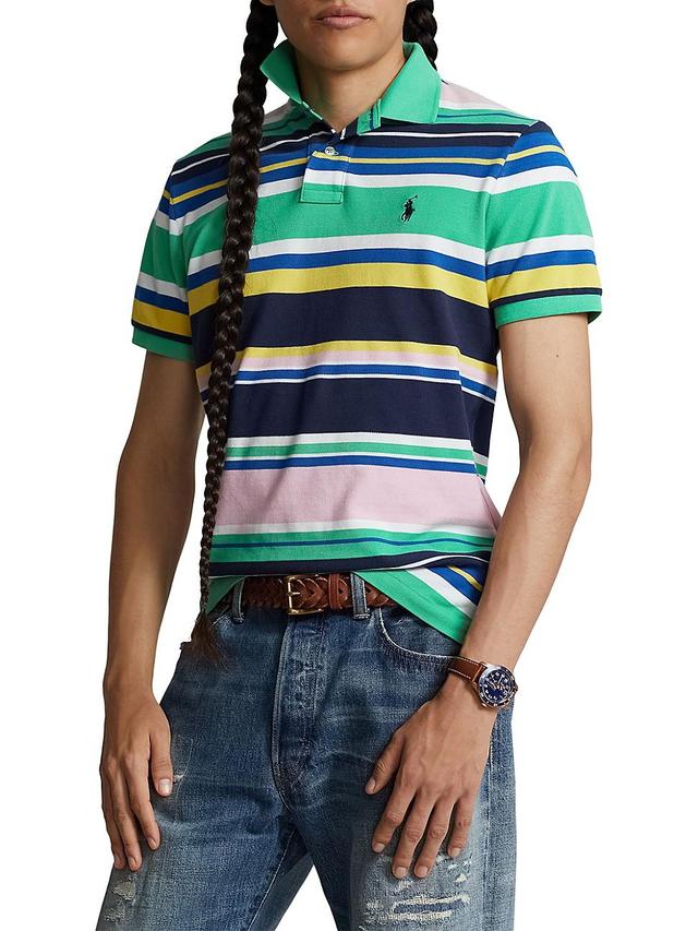 Mens Striped Cotton Polo Shirt Product Image