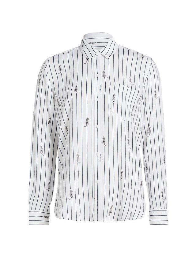 Womens Charli Striped Linen-Blend Shirt Product Image