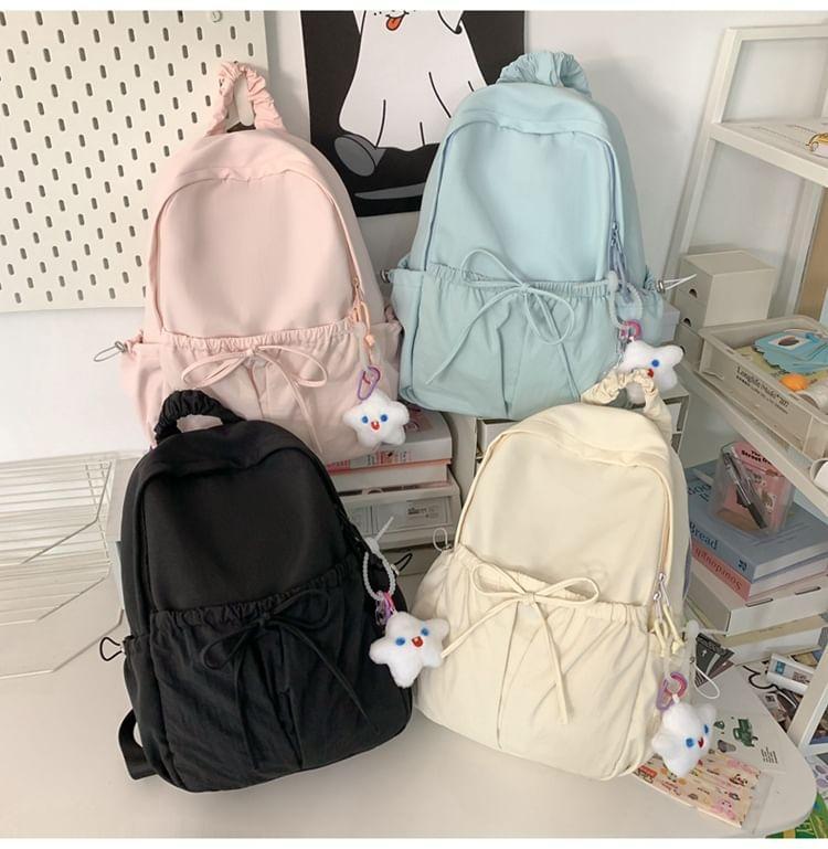 Plain Bow Nylon Backpack Product Image