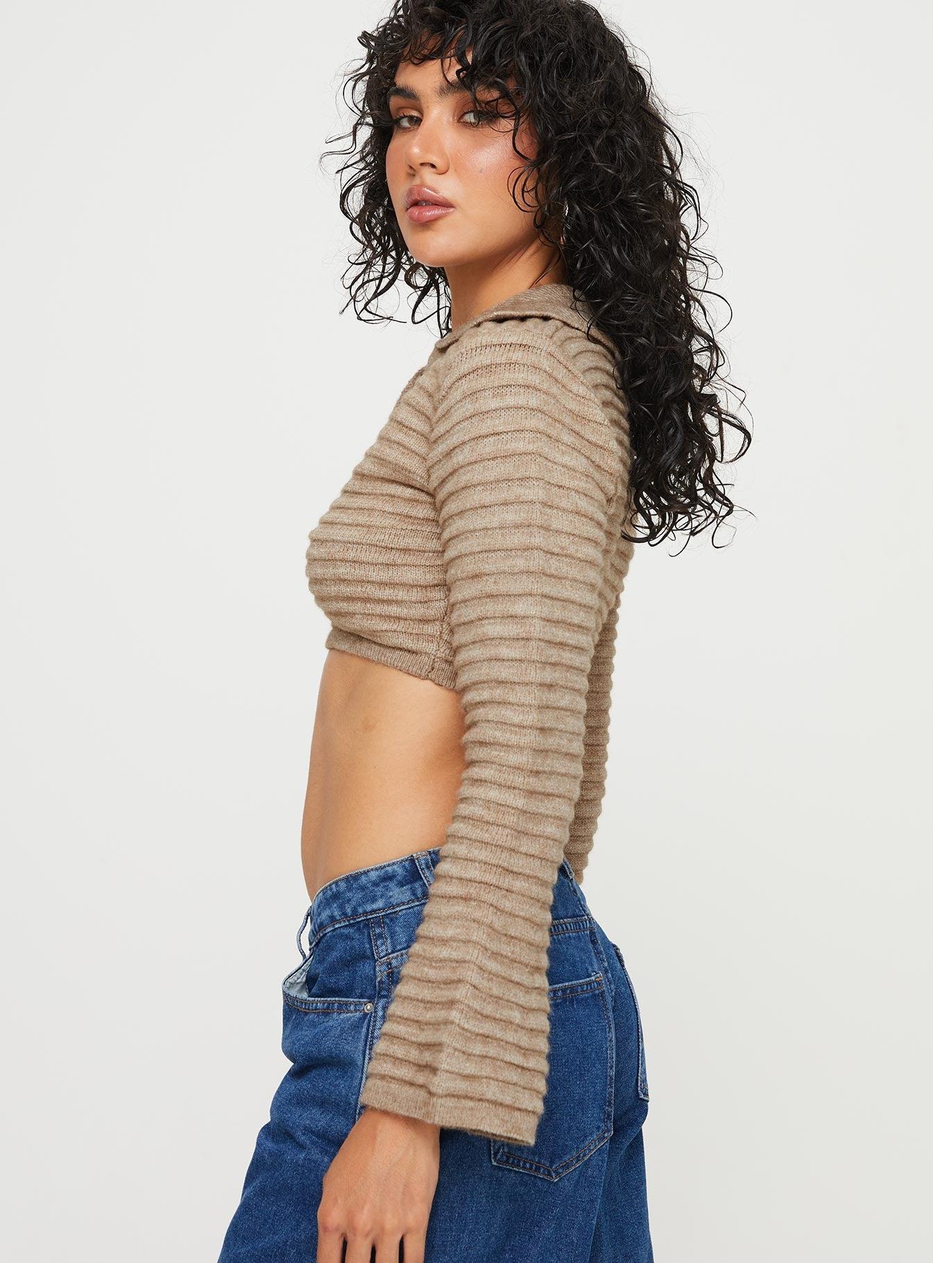 Peretti Rib Knit Sweater Mocha Product Image